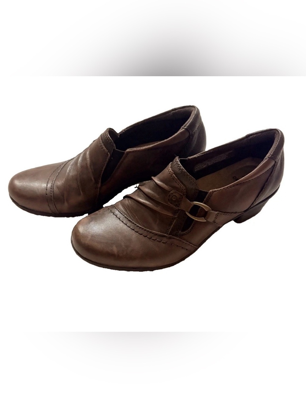 Earth Origins Brown Leather Slip-On Shoes
